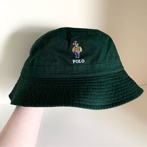 100% cotton Ralph Lauren Polo bear embroidered Green Bucket Hat